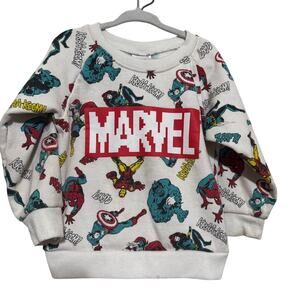 Vintage Marvel Kids Sweatshirt 4T boys toddler super heroes all over print